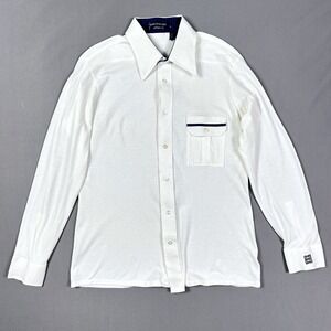 Vintage Givenchy Chesa Shirt Mens Large Designer Knit Preppy Ivy 70s Logo White